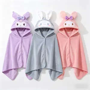 Sanrio Hello Kitty Kuromi Hooded Bath Towel - Soft and Cozy Design - Perfect for Bath Time and Playtime