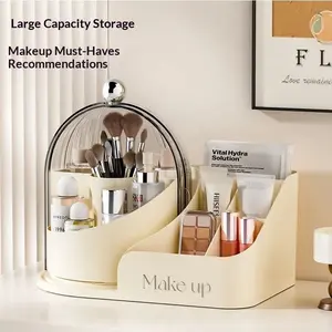 Rotating Makeup Storage Box, Desktop Dustproof Organizer, High-End Beauty Display Rack, Skincare Storage Holder
