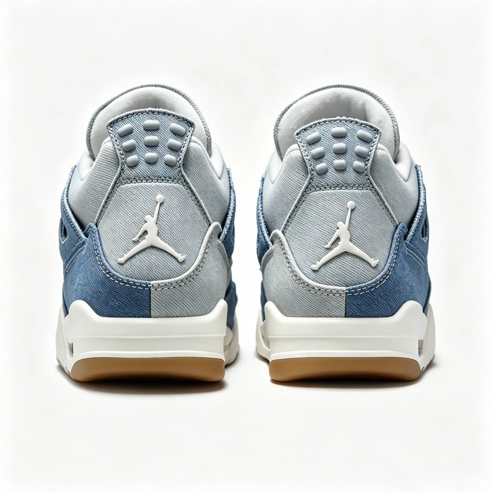 Brand New Sealed with Original Shoe Box Unisex Denim Fabric & Soft Suede Leather Multi-Color Light Blue White Gum Sole Retro Basketball Sneakers, Washed Denim Vintage Street Footwear, Collectible Sports Shoes for Daily Casual Outdoor Matching Outfit