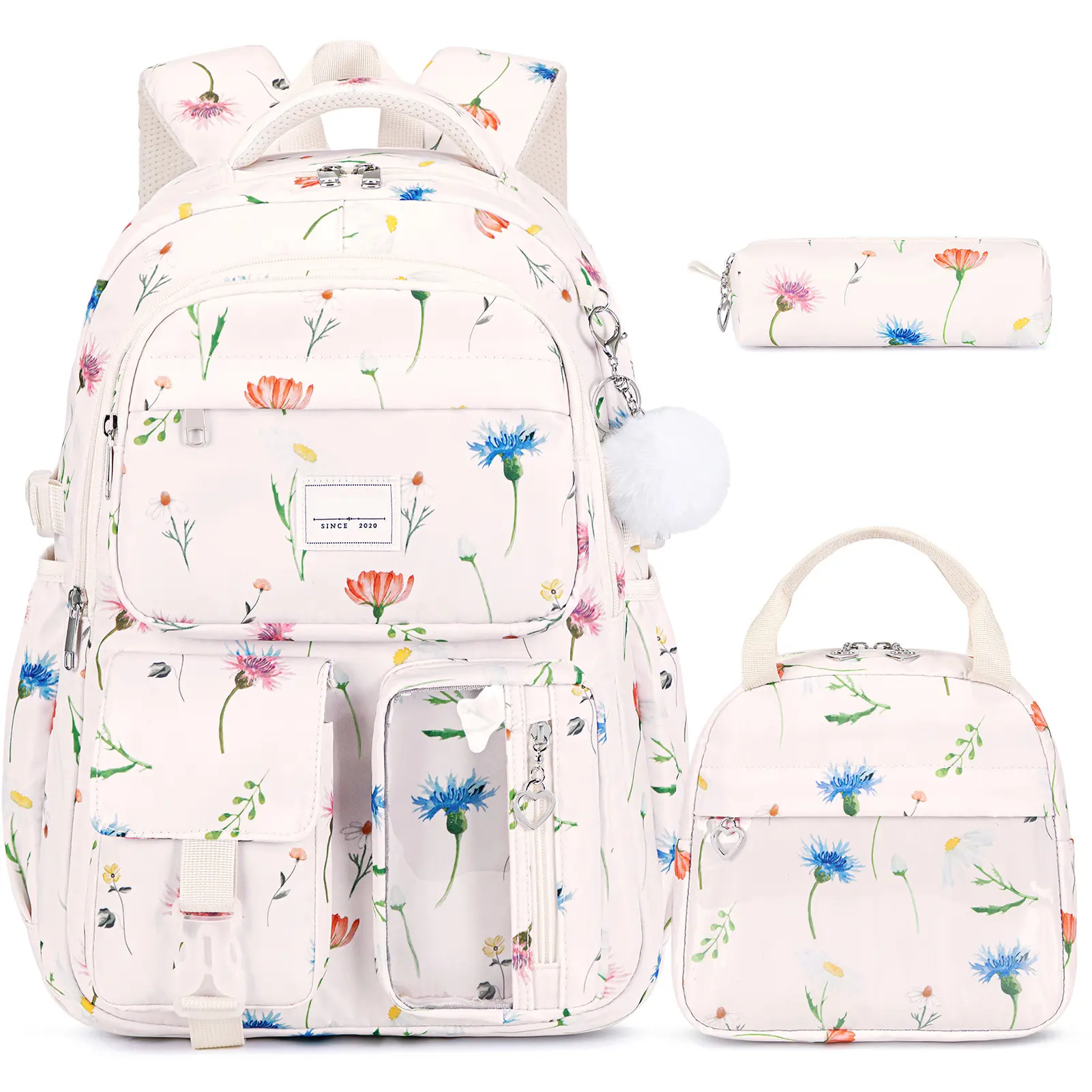 SIMILOVE Waterproof 3 PCS Backpack Set with Lunch Bag & Pencil Pouch --Lightweight School Bag Bookbag for Girls, Ideal for Elementary Middle High School Students dealsforyoudays