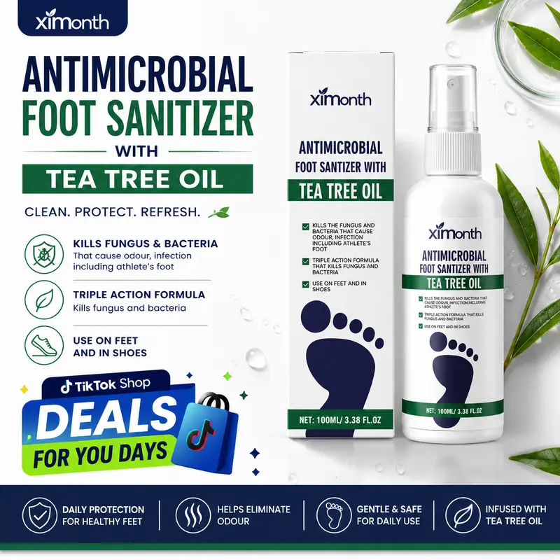 Tea Tree Oil Foot Spray for Dry, Cracked Heels – Deep Moisturizing & Softening Treatment, Cracked Foot Repair, Hydrate, Daily