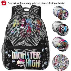 Monster high Print Laptop Backpack Monster high dolls Multi Compartment Lightweight College Daypack, Monster high doll Adjustable Strap Travel Backpack for Men Women