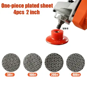 4PCS 2"/50MM Electroplated-Diamond Grinding Pads Fast Removal for Concrete, Stone, Tile & Metal - Angle Grinder Discs 5/8-11
