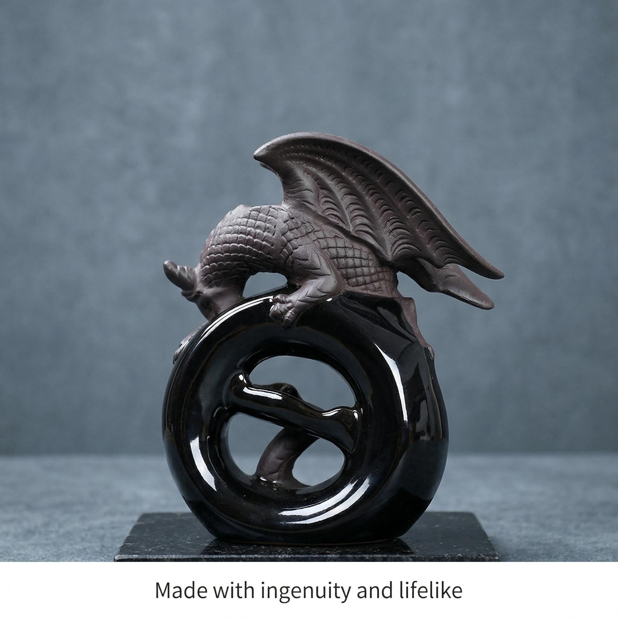 Ceramic ornaments / Dragonfly aroma diffuser with reverse-flow fragrance / Black dragonfly waterfall-style reverse-flow aroma decoration / Living room decoration / Garden decoration / Father's gift