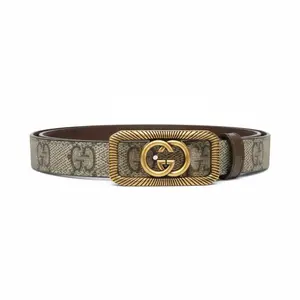 Pre-owned Gucci Interlock G Buckle Thin Belt Size 110