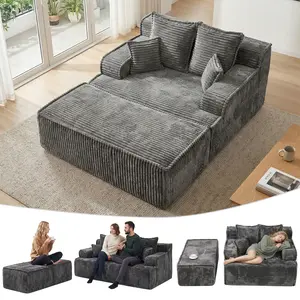 Winzoo 67” Chaise Lounge Chair,Sofa Bed Couch Boneless Chair with Ottoman,Comfy Reading Chair for Adultsfor Living Room,Single Sleeper Chair Bed
