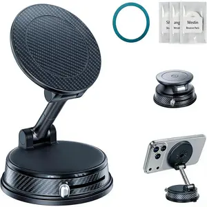 2026 Upgraded Two-in-One Car Stand & Aromatherapy Vacuum Suction Cup Mobile Phone Holder with 17 N52 Magnets Food-Grade Silicone for Mirrors & Bathrooms