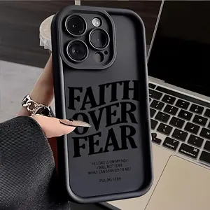 Faith Over Fear Comfortable to Hold, Durable And Stylish, High Quality Protective Phone Case, Suitable for Iphone 17/16/15/14/13/12/11/X Series, Black/White Background, Camera Lens Protection, Shockproof, Anti Slip, Lightweight, TPU Material