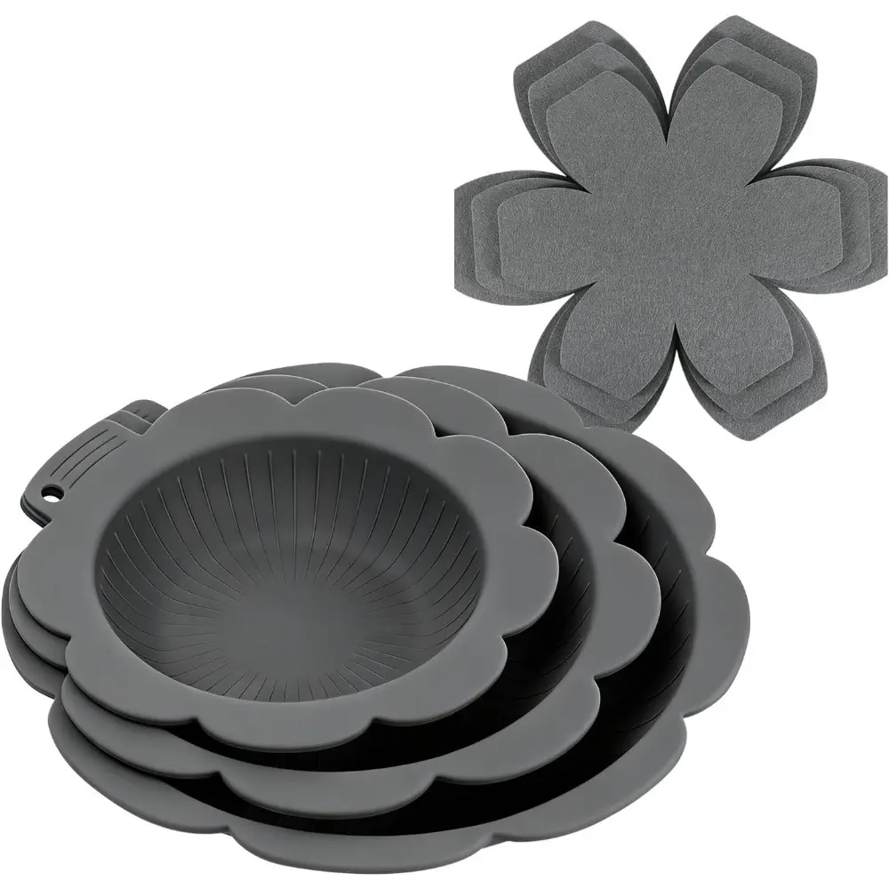 Silicone Pots and Pan Protectors for Stacking(8" 10" 12") pan separators | 3PCS Silicone 3 PCS Felt Pot Separators for Stacking,Avoid Scratching Cookware Protectors,Dishwasher Safe