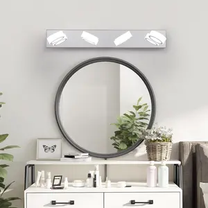 29" Modern 4-Light LED Vanity Light, Sleek Chrome Bathroom Wall Light Fixture for Mior, Shower, and Bathroom Decor