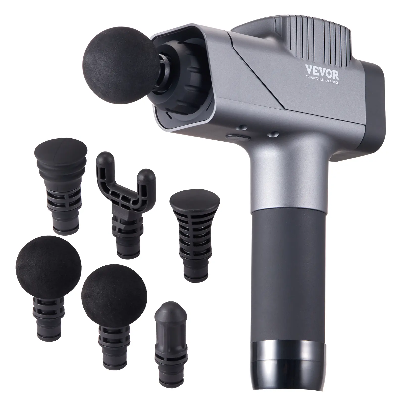 【summerfinds】VEVOR Massage Gun Deep Tissue, Percussion Muscle Massager for Athletes - with 8 Speed Levels & 6 Massage Heads, 16V 2500mAh Batteries, Handheld Massage Gun for Pain Relief, Muscle Relaxation