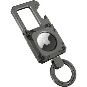 Keychain, Men's Key Chain with AirTag Holder, Heavy Duty Bottle Opener Keychains, Secure Hidden Air Tag Holder Case with Key Chain Rings, Airtag Carabiner,