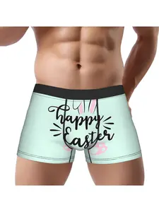 1 piece Happy Easter Funny Bunny Ears Underpants Homme Panties Man Underwear Comfortable Shorts Boxer Briefs