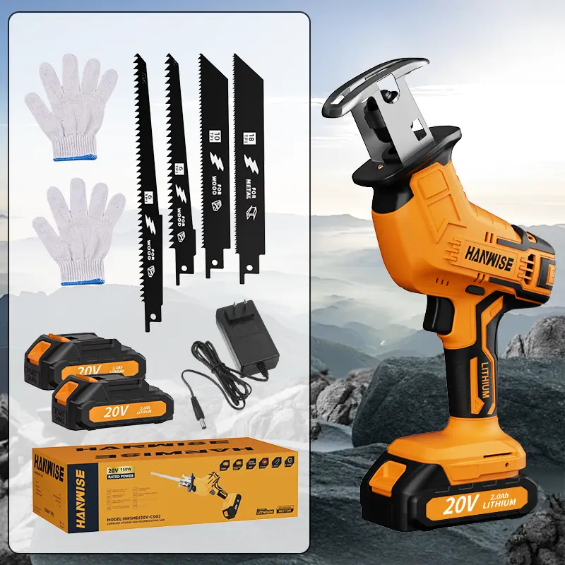Newly Upgraded Electric Reciprocating Saw with LED Lighting, Safety Lock, Replaceable Saw Blades - Tools and Gadgets, Work Tools, Multi-Purpose Cutting, 1 or 2 Optional Batteries, Discounted Set, Men's Christmas Gift