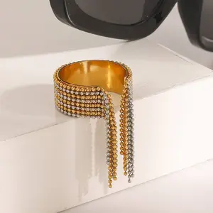 Two-Tone Chain Fringe Adjustable Ring