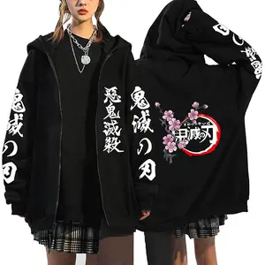 Demon Slayer Anime Manga Hoodies Mens Womens Fashion Casual Baggy Printed Hooded Sweatshirt Zip Up Jackets Coat Tops Long Sleeve Cotton Womenswear Sweaters Underwear
