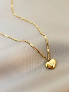 Dainty Gold-Tone Heart Pendant Necklace | Everyday Chic & Gift for Her | Heart Shaped Necklace