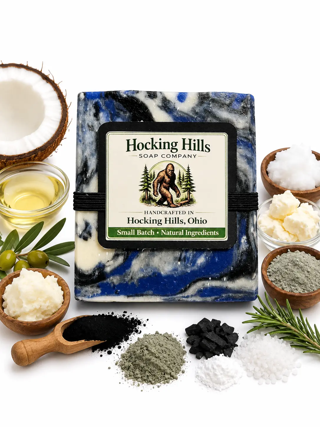 What Walks At Night Soap-organic coconut oil, tallow, olive oil, organic castor oil,avocado oil, shea butter, sunflower oil, kaolin clay, activated charcoal, creamy with bubbles