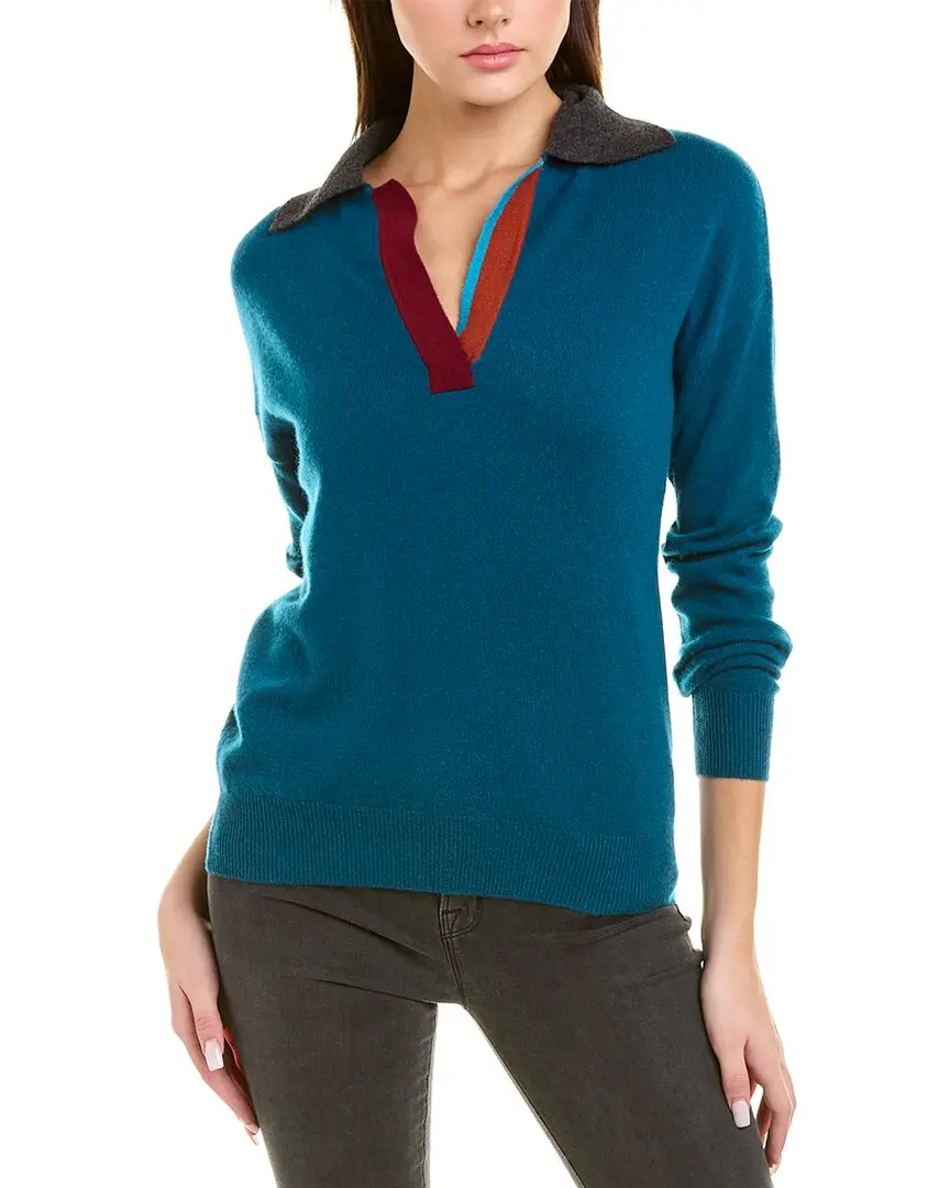 InCashmere Colorblocked Cashmere Polo Shirt