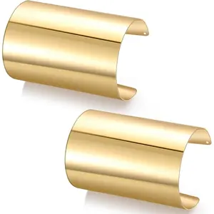 2Pcs Cuff Bangle Bracelet for Women Open Wide Bracelets Gold and Silver Adjustable Wrist Cuff Wrap Bracele