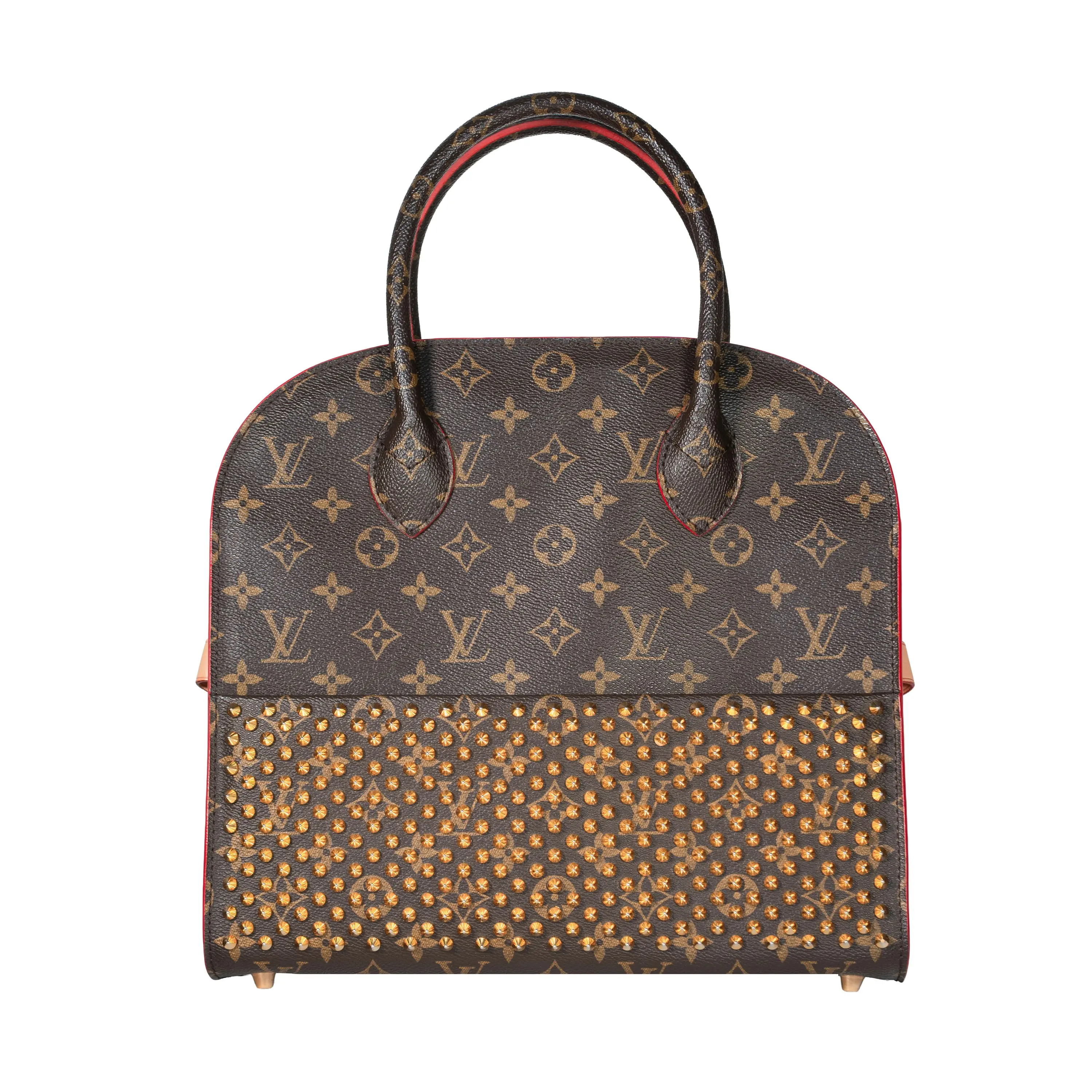 Pre-owned Louis Vuitton Monogram Backpacks x Christian Louboutin Bicolor Canvas Shopping Bag Large Red Brown