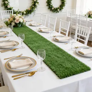 4-Pack Artificial Grass Table Runner – Realistic Faux Turf Cut-to-Size Rug for Easter Spring Party Centerpiece