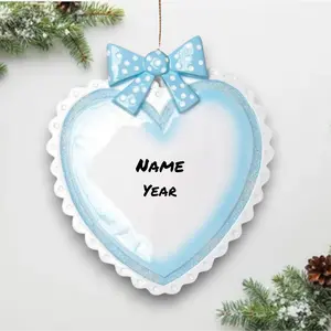 Personalized Blue Baby Heart Christmas Ornament – Custom Name & Year – Baby Boy Keepsake Gift 2025