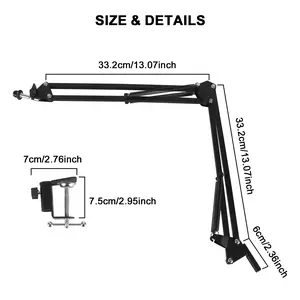 HyperX-Compatible Professional Microphone Stand - Heavy-Duty Adjustable Boom Arm & Desktop Mount with Sturdy -Like (No Mic Included) for Streaming, Voice-Over, Podcasting, Live Performances - Compatible with HyperX Mics &