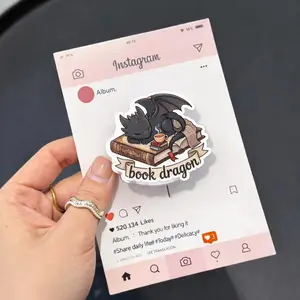 Book Dragon MagSafe Phone Grip: Cute Dragon Sleeping On Book Magnetic Phone Holder, Aesthetic Kawaii Gift for Holiday, Phone Kindle Popgrip