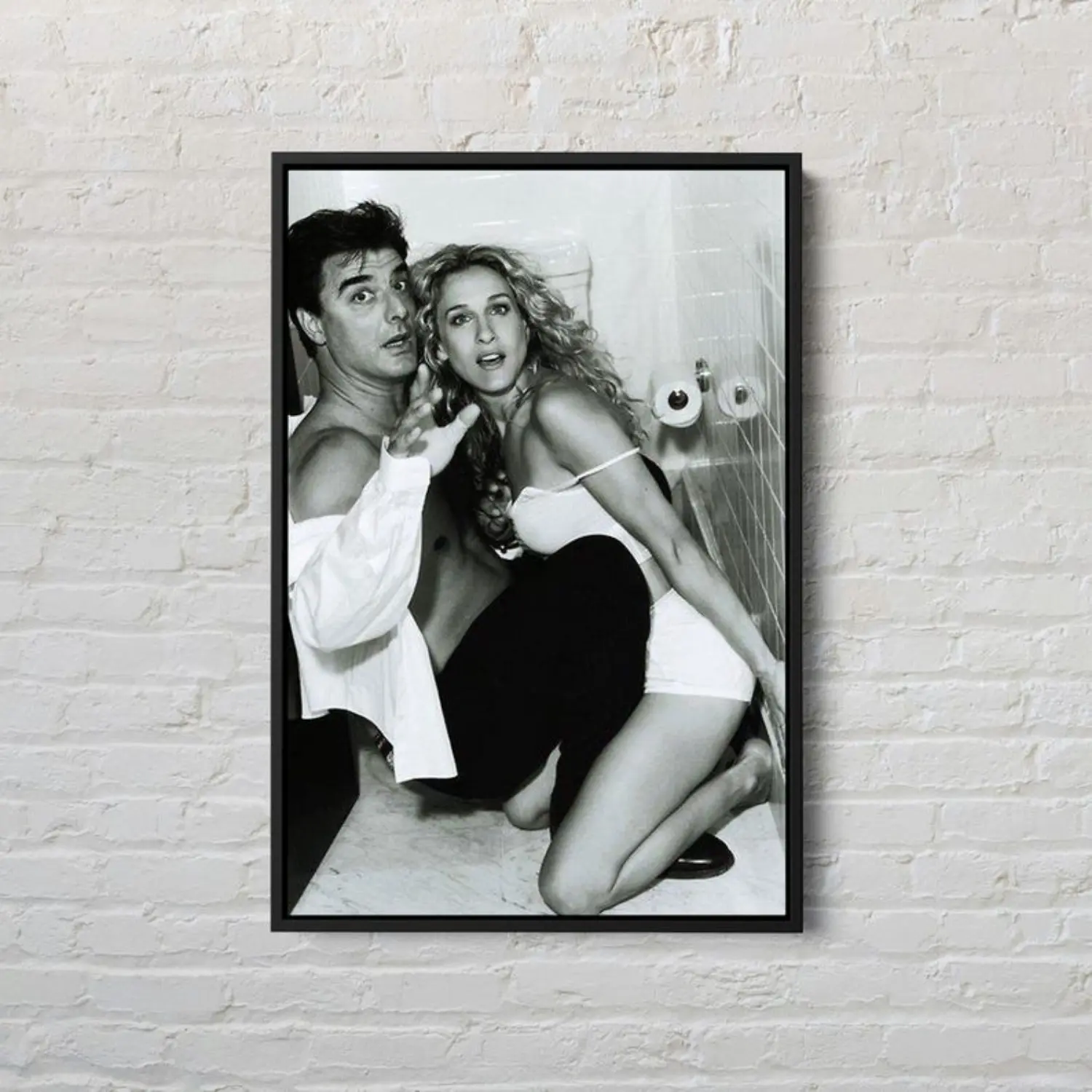 Carrie and Mr. Big Black-White Matte Canvas Poster - Sex and the City Wall Art, Artistic Unique Decor, Framed Couple Print Gift, Dorm Room Decor, Frameless Option Available Home Supplies