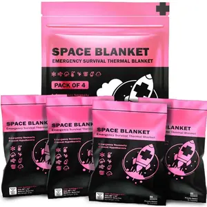 Mylar Thermal Blankets -Space Blanket  kit Camping Blanket  for , Outdoors, Hiking, Out Bag,Marathons or  (Bubblegum )