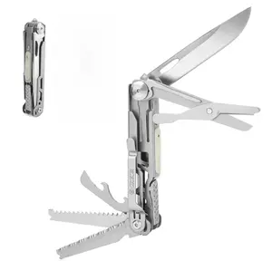10 in 1 multitool, Mini Pocket EDC,outdoor camping lightweight tool knife, household emergency scissors, bottle opener, can opener, small saw,