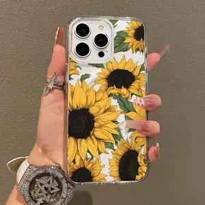 Soft Girl Magnetic Case for iPhone11/12/13/14/15/16/17/promax, Sunflower Pattern Lightweight, Drop-Proof, MagSafe Compatible | Perfect for Teen Girls