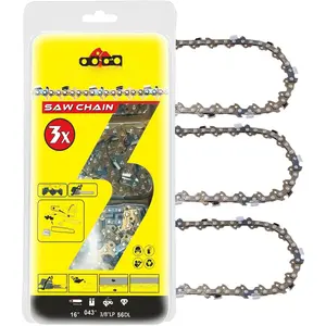 3 pack 16 Inch  Chain 3/8" LP Pitch, 0.043" Gauge, 56 Drive Links Fits for , Poulan, Echo, Greenworks  and  (3)