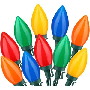 Multi Color C9 Big Bulbs Classic Christmas Lights 50 LED 32ft Indoor Outdoor Home Yard Xmas Tree Decorations (Multi Color - 50LED)