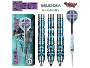 Boudicca Shot Celt Boudicca Steel Tip Darts 90% Tungsten Front-Weighted Missile-Shaped Barrel Turquoise Titanium Treatment