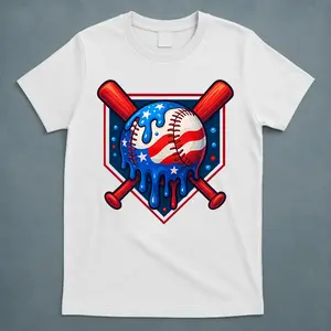 Youth and Adult Baseball Drip Ice Cream 4th of July US Flag shirt, Boys Dripping Ice Cream American Flag, Ice Cream American Flag 4th Of July Kids Tee, Youth Boys Girls Clothing