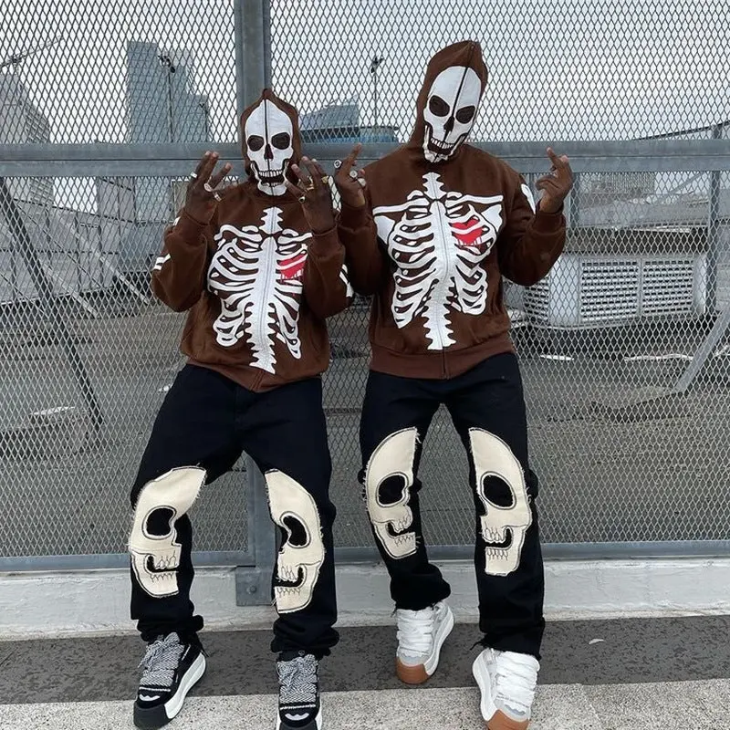 Full Zip Up Skeleton Sweater