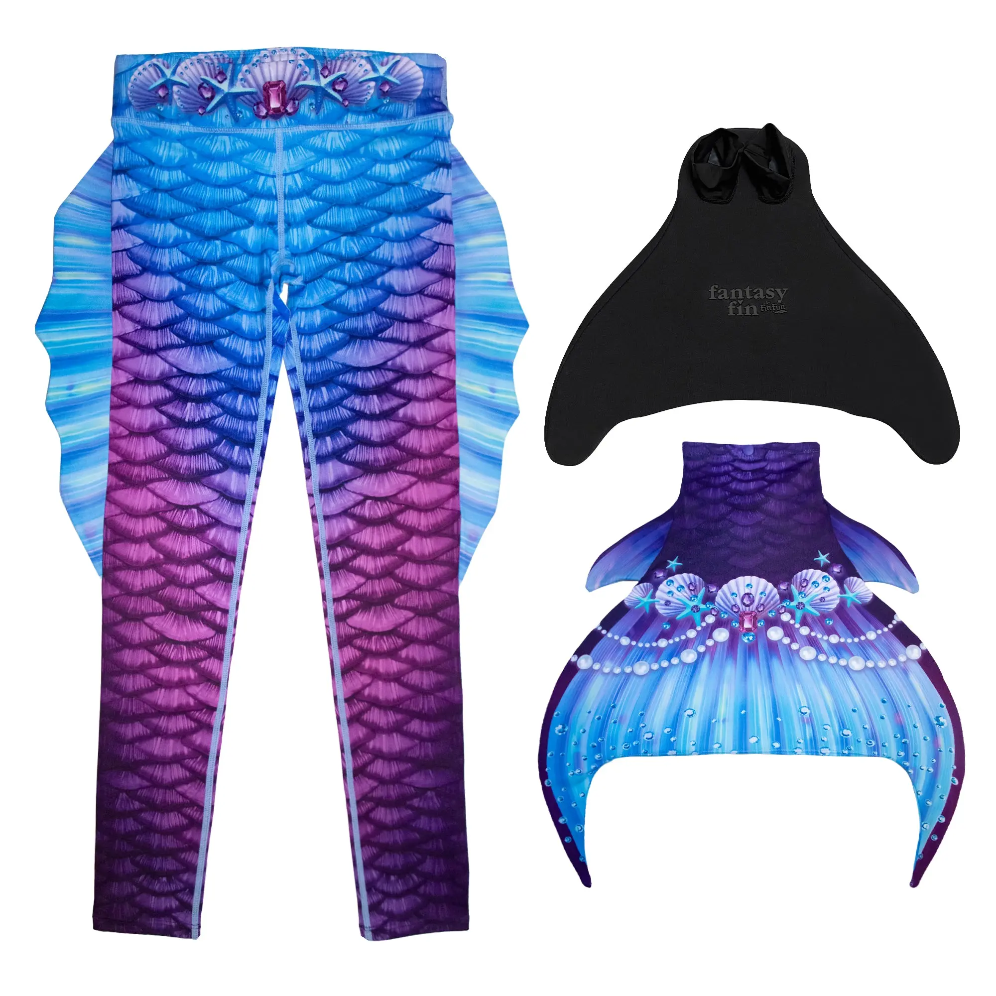 Purple Mermaid Swim Leggings with Monofin