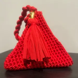 Pyramid Bag - Red Tied Design with Unique Structure as shown