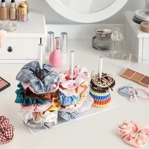 3 Layer Hair Tie Display Stand, Transparent Acrylic Hair Band Organizer, Headband Storage Rack, Jewelry Holder, Hair Accessory Showcase