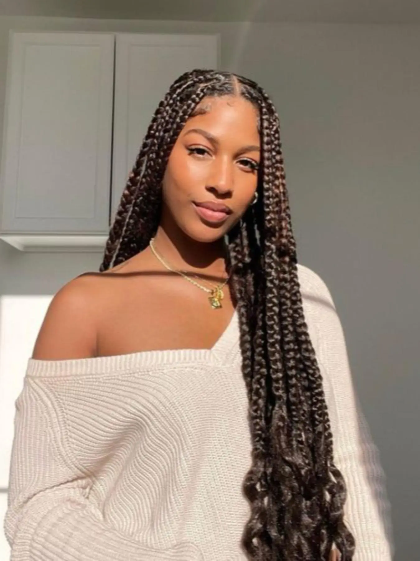 34 Inch Long Braided Lace Wigs for Women, Natural Looking Gorgeous Fluffy Senegalese Twist Braids without Bangs, Box Braided Wigs, Synthetic Braided Lace Wigs for Party, Daily Use