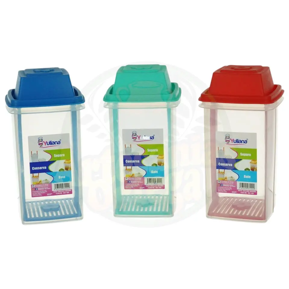Yuliana Bote Chilero Grande Pickle Storage Container with Strainer Insert - 8.5”H x 4.5”W x 4.5”L - Leak-Proof Seal - BPA-Free & Dishwasher Safe - Red/Blue/Green Options