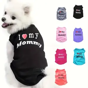 I Love My Mommy Poliéster Dog Shirt for Winter - Adorable Pet Clothing with "I Love My Mommy" Design - Lightweight & Comfortable for Everyday Wear