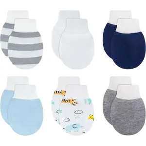 Wrist Tab Baby Mittens 0-6,6-12 Months Organic Cotton for Newborn Baby Boys Girls