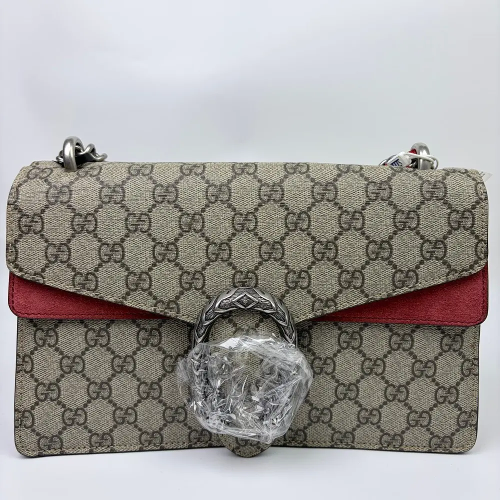 Pre-owned GUCCI Dionysus GG Supreme Canvas and Suede Shoulder Bag【087】