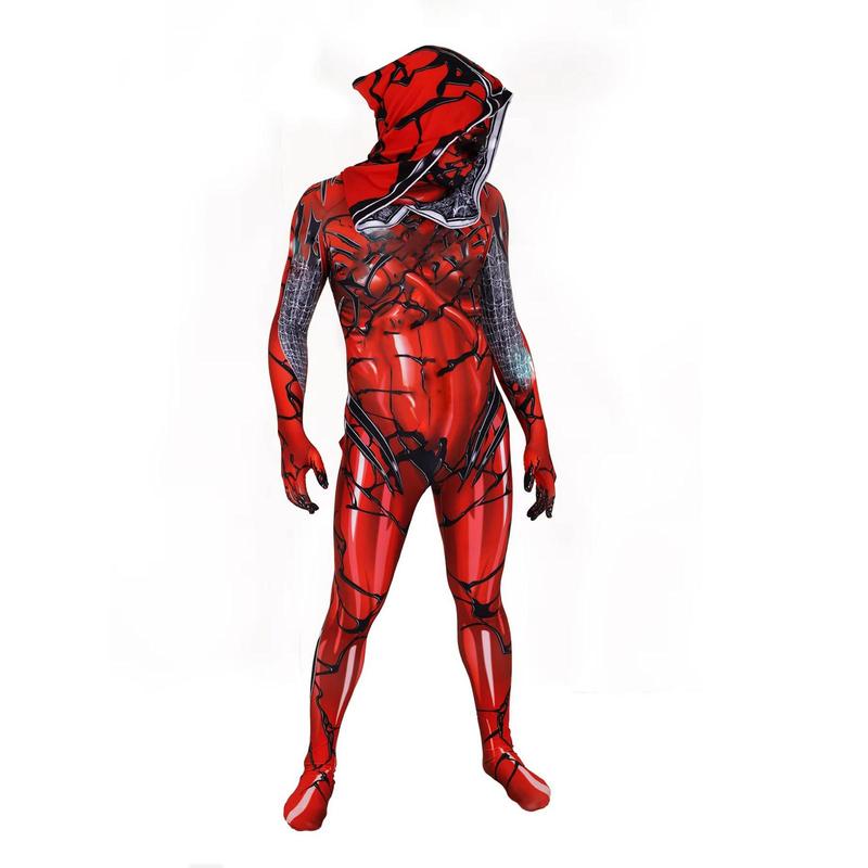Sexy Ghost Red Spider Costume Gewen Women Halloween Lady Bodysuit with headmask, zipper suit Cosplay Womenswear