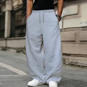 Men's Baggy Sweatpants, Loose Fit Casual Drawstring Elastic Waist, Wide Leg Joggers Trousers with Pockets, Comfortable Daily Wear, Sports Bottoms