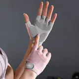 1 Pair Men & Women Half-Finger Breathable Anti-Slip Silicone Sports Gloves, Shock-Absorbing Sponge Palm Protection for Weightlifting, Badminton and Cycling, Fitness Accessories, Workout Accessories, Gym Accessories