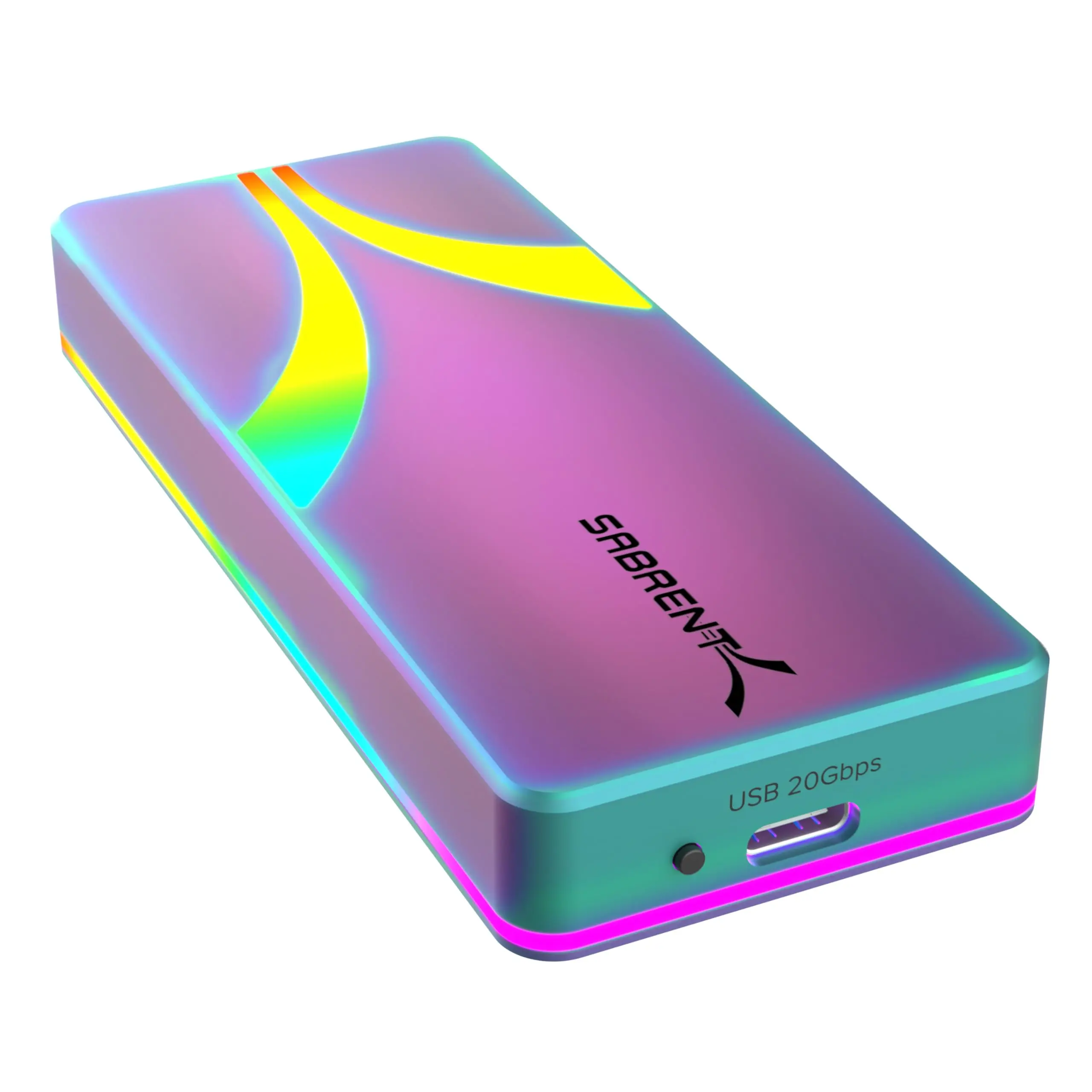 SABRENT Rocket RGB USB-C 20Gbps M.2 SATA/NVMe SSD Enclosure with RGB Lighting